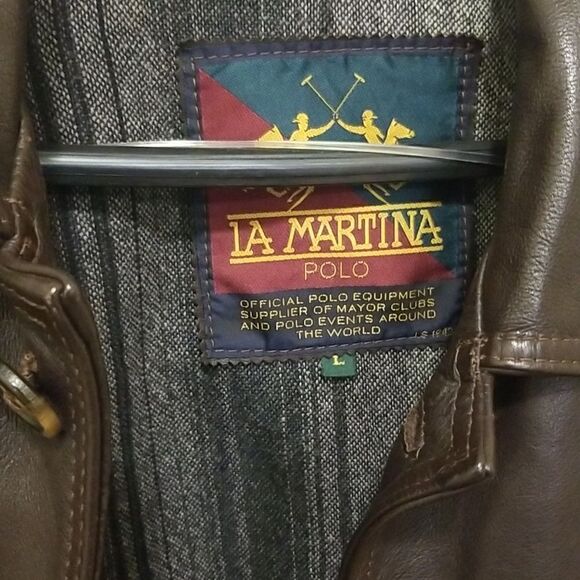 LA MARTINA POLO Genuine Leather Jacket - Brown Men's Outerwear Size L - Picture 2 of 9